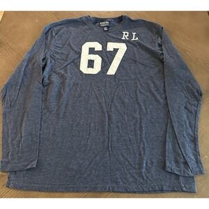 Vintage Polo Jeans Company Ralph‎ Lauren Shirt Men Sz L Navy Blue Stitched RL 67